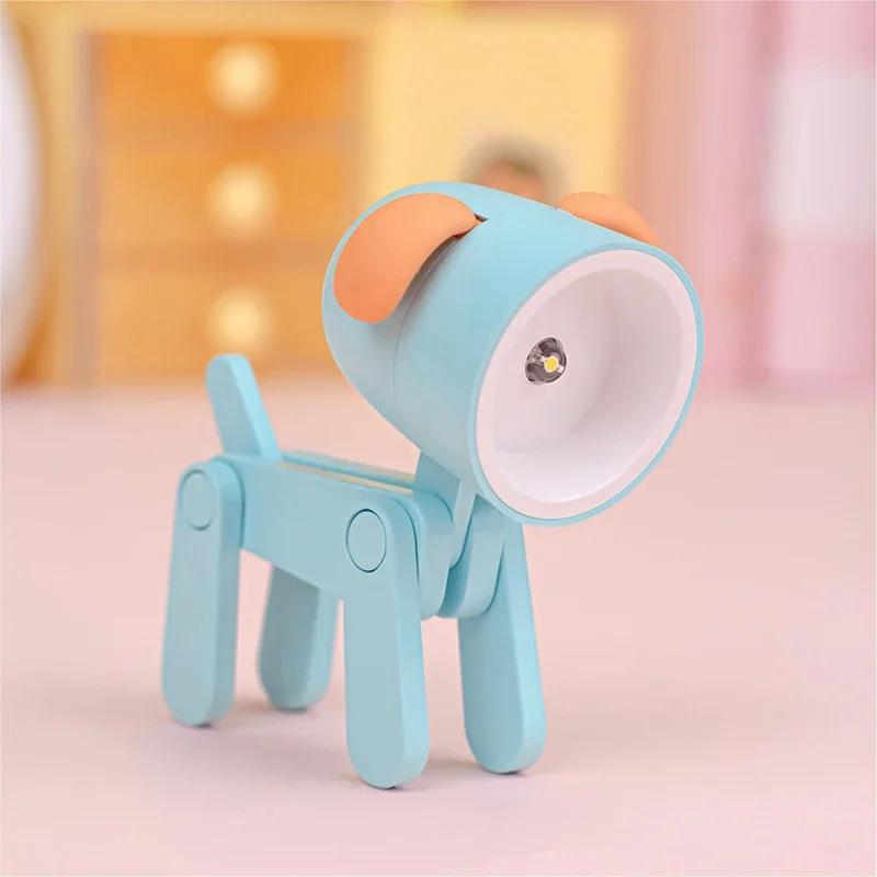 Mini LED Night Light Dog Deer DIY Foldable Desk Lamps Desktop Kids Room Bedside Bedroom Decor Holiday Cute Gifts Ornament
