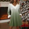 Womens Long Sleeve Pullover Dress Casual Knit V Neck Knee Length Dresses With Pockets