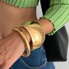 Wide Metal Chunky Waterdrop Bangles for Women Gold Silver Color Open Cuff Thick Irregular Smooth Bangle Bracelet Jewelry