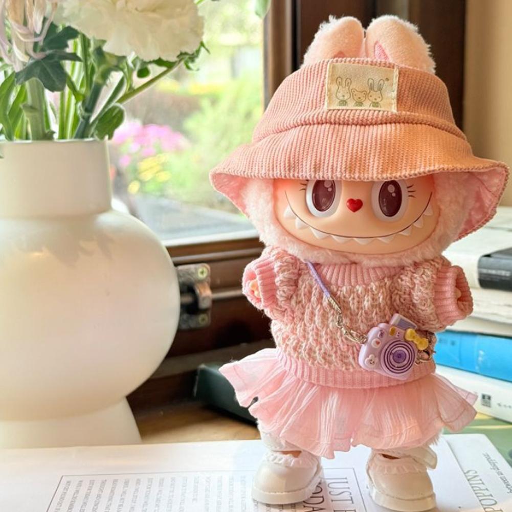 For 17cm Labubu Doll Clothes Fashion Clothes Dresses Doll Clothes Color Match Sweater Dolls Accessories Cute Decoration Little Clothes