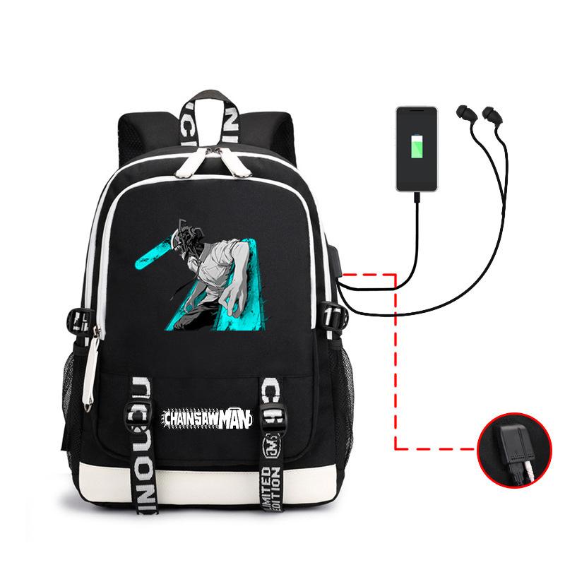 Animation, Chainsaw Man, Peripheral Backpack Usb Large-Capacity Computer Bag, Youth Schoolbag