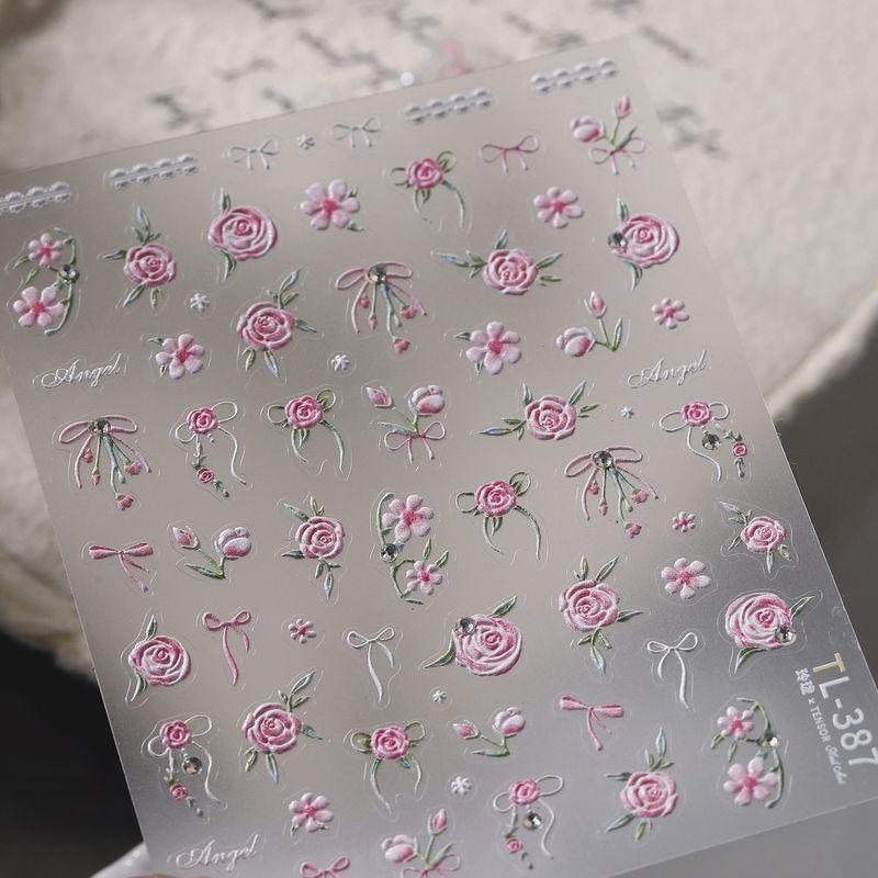 

Season Embossed Flower Spot Drill Nail Art Stickers Waterproof Nail Sticker Decorative Decals Ornament Tl387 TL387 (relief + Pearl)
