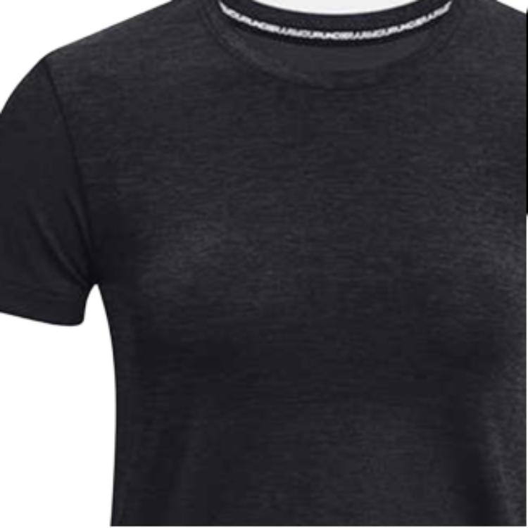 Under Armour Solid Color Running Loose Fitness Knit Crew Neck Short Sleeve T-Shirt Women Tops Black 1375698-001