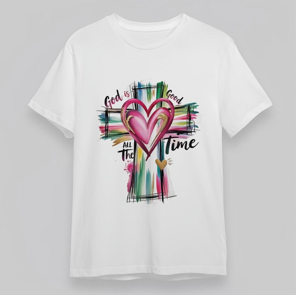 

Women s Plus Size Comfortable Classic T-Shirt God is Good All The Time Cross Tee 4XL