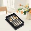 5Pcs Portable Stainless Steel Flatware Reusable Tableware Lightweight Backpacking Cutlery Dinnerware