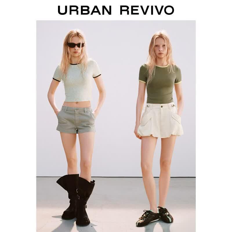 UR2026 Women s Slim-Fit Color-Block Short T-Shirt M