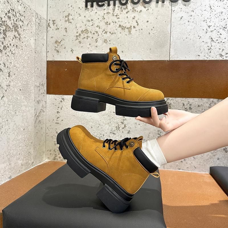 European Station Leather Martin Boots Women's 2025 New Retro Short Boots Women's Big Head Tooling Boots Children's Platform Casual Shoes