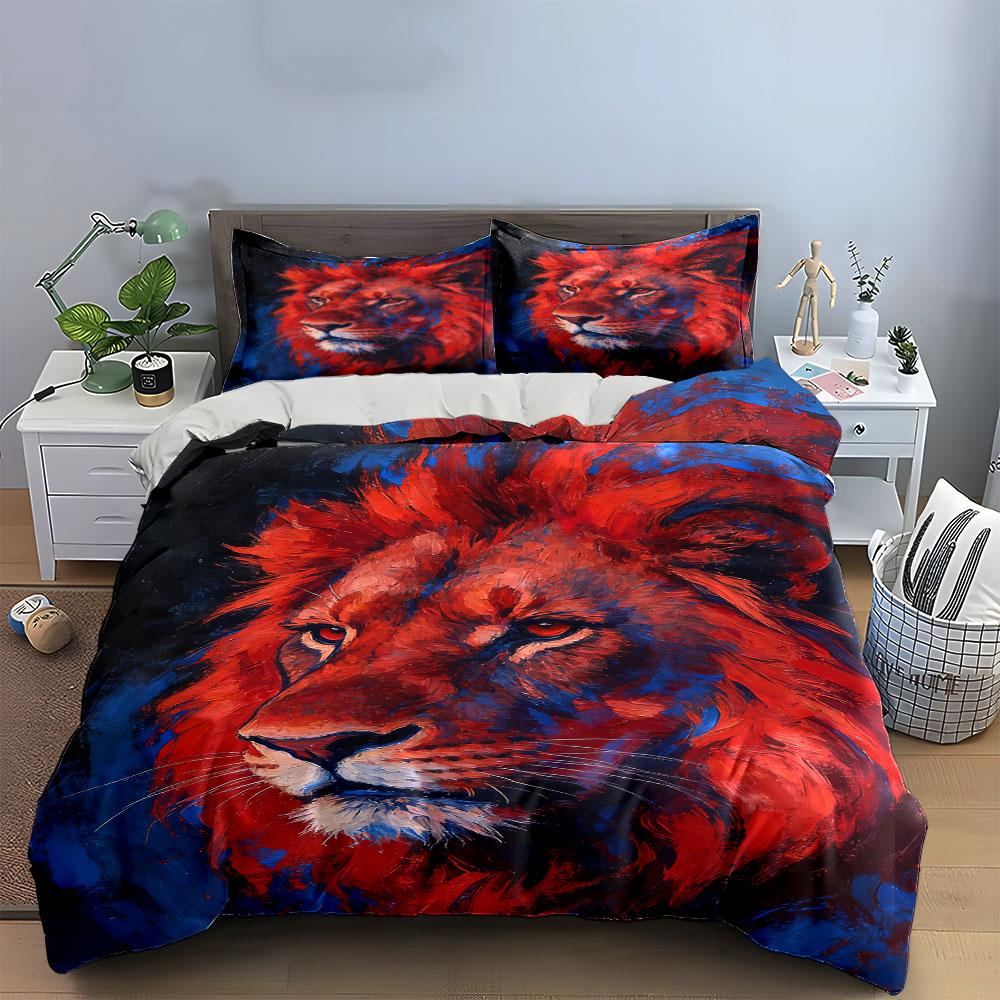 Fiery Lion Head Artwork. Bedding Sets Duvet Cover Sets Duvet Covers Pillowcases(1 * Duvet Cover 2 * Pillowcases Without Duvet Insert)