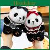 Peluche Panda avec Bretelles en Jean et Robe Rouge pour Décoration de Bureau