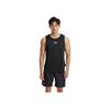 Li-Ning Solid Color Round Neck Sleeveless T-Shirt And Mid-Waist Elastic Shorts Casual Sports Set Men Sets Black ZHMB407-1+ZHMB063-2