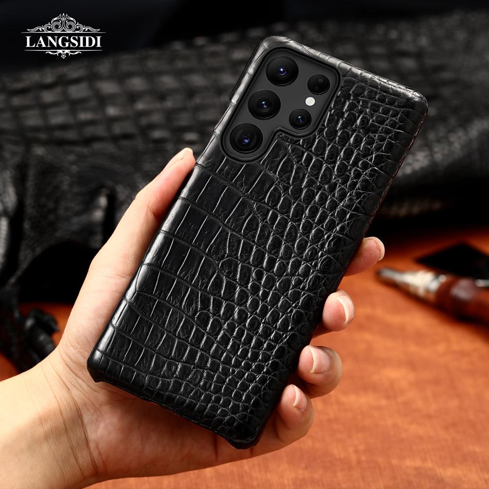 Luxury 100% Natural Crocodile Leather Case Cover For Samsung Galaxy S25 S24 S22 S21 S23 Ultra Plus S25Ultra S24Ultra A55 5G