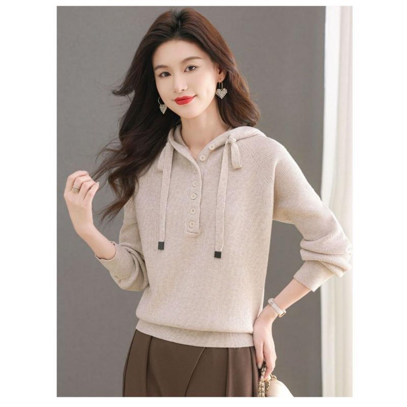 New Autumn and Winter Hooded Sweater Loose Casual and Western-style Sweatshirt New Wool Knitted Bottoming Top