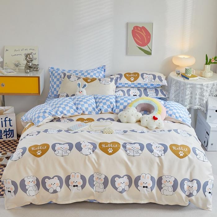 Cute Bear Duvet Cover Set Cozy Cartoon Bedding Set With Zipper Comfortable Breathable Reversible Comforter Cover For Girls Teens