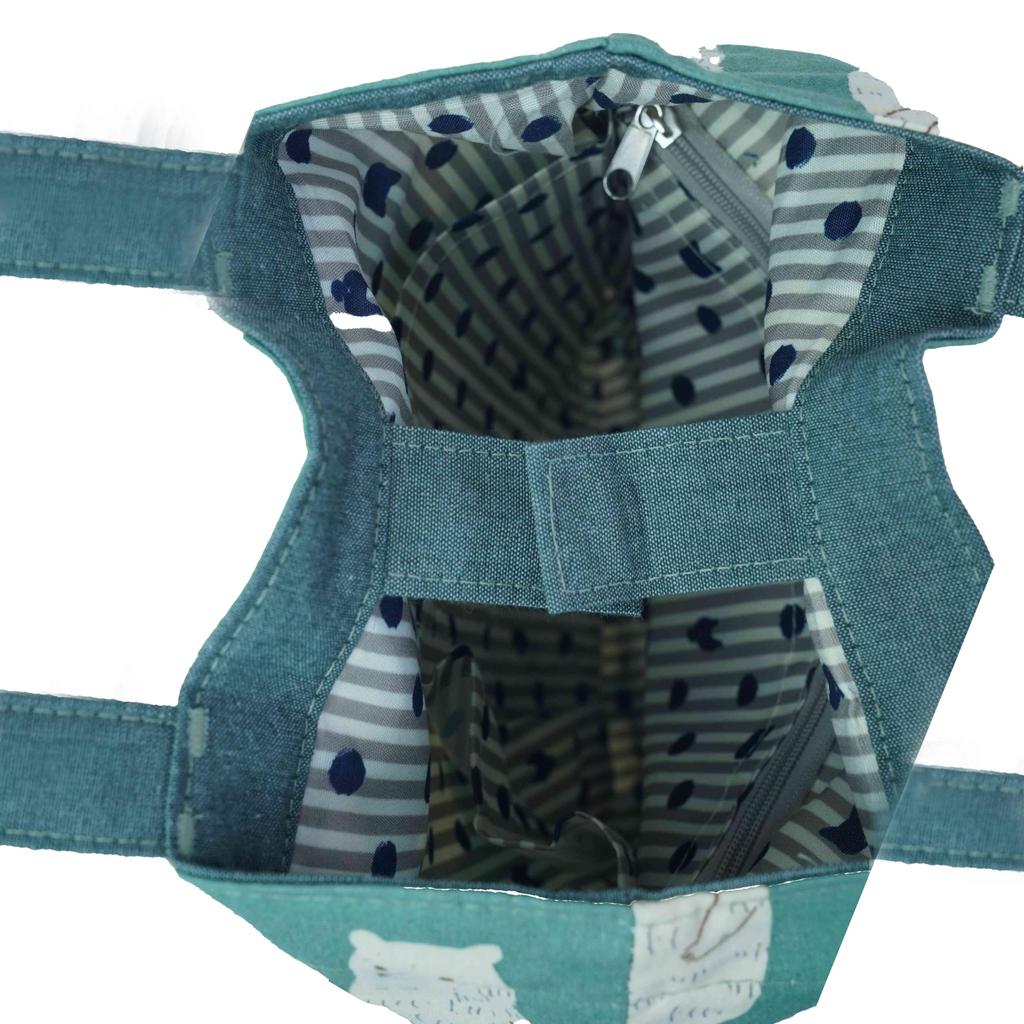 [Kusuguru Japan] Printed Tote Bag, Bear Pattern, GR