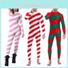 Adult Christmas Costume Bodysuit In Festive Striped Digital Print For Women