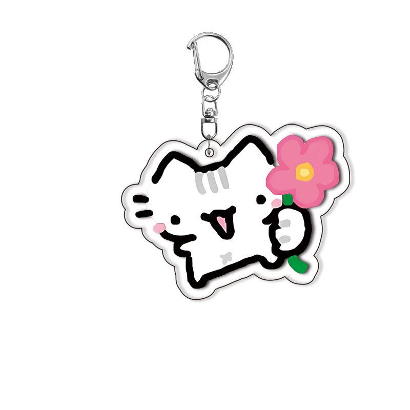 5 Pcs Anime Acrylic Double Layer Keychain Adorable Creative Backpack Pendant Dropshipping Cat Theme Accessories designed for Fans Present