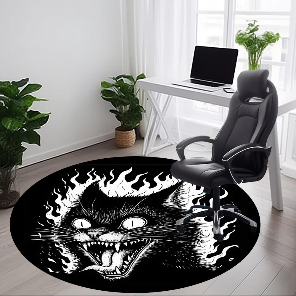 1pc FlamingFeline Office Round Area Rug, Under Office Chairs Bedroom Living Room Home Decor, Room Deco, Available in Various Sizes