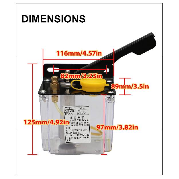 CNC Manual Lubrication Oil Pump Kit Oil Outlet 4mm 6mm TZ-5 Lubrication Pump for CNC Engraving Router