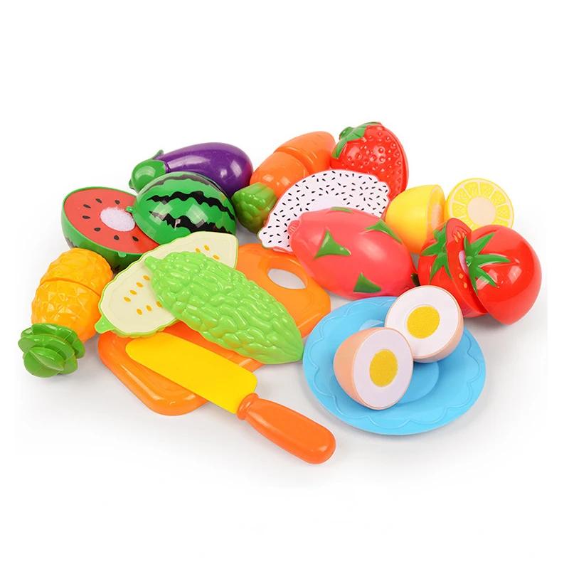 Non-Toxic Role Play Educational Gift Baby Toy Pretend Play Food Set Fruits Vegetable Kitchen Playset For Kid'S Gift Assembly Game