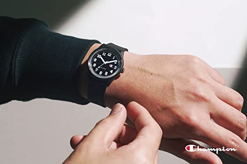 Champion R05A-500VK Analog Solar Watch, Water Resistant to 10 ATM, Black