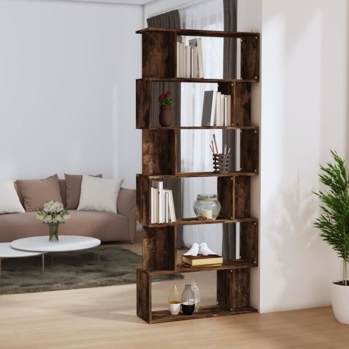 VidaXL Bookcase-Room Divider Smoked Oak 80x24x192 Cm Engineered Wood 816059