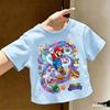 Super Marios Tshirt for Children Cartoon Anime Clothes Round Collar Clothing Short Sleeve Kid Summer Tee Top