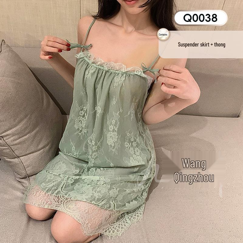 Jiuli Qingchuan Sexy Sheer Lingerie Set - Pure Desire See-Through Pajamas with Webbing Fun.