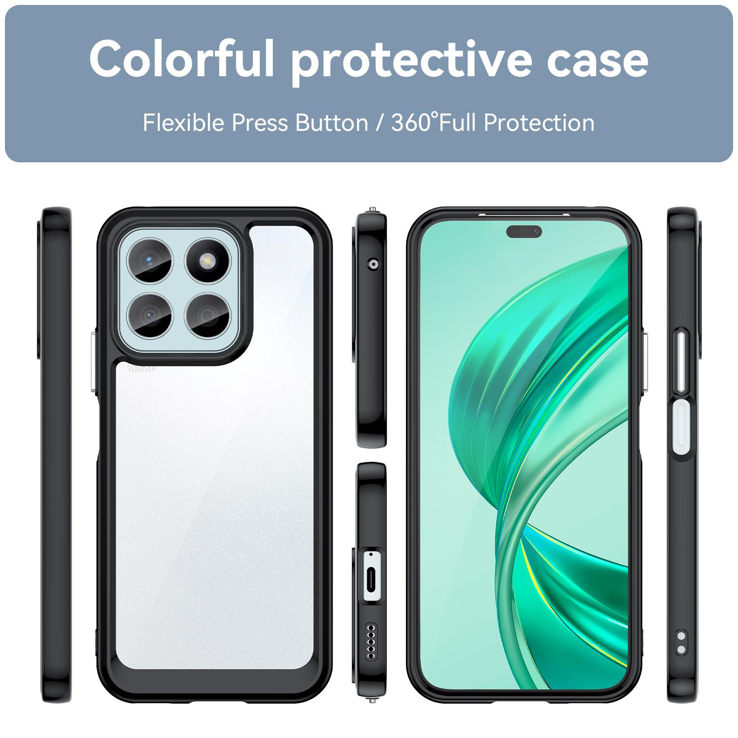 

For Honor X8b 4G Phone Case TPU Frame Clear Acrylic Bump Proof Back Cover Transparent