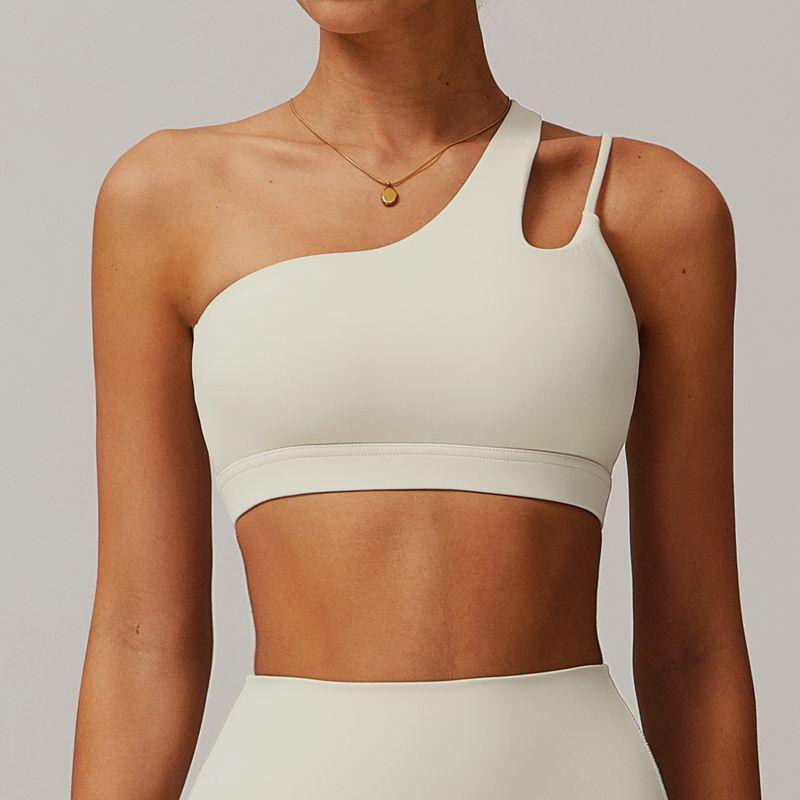 A- l-o Same Oblique One-Shoulder Beauty Back Yoga Bra Nude Feel Sports Intimates Asymmetrical Shoulder Strap Fitness Vest