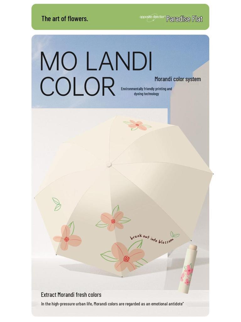 Paradise Umbrella UV Protection Women's Cartoon Sunshade: Lightweight, Portable Black Glue Folding Umbrella for Rain or Shine