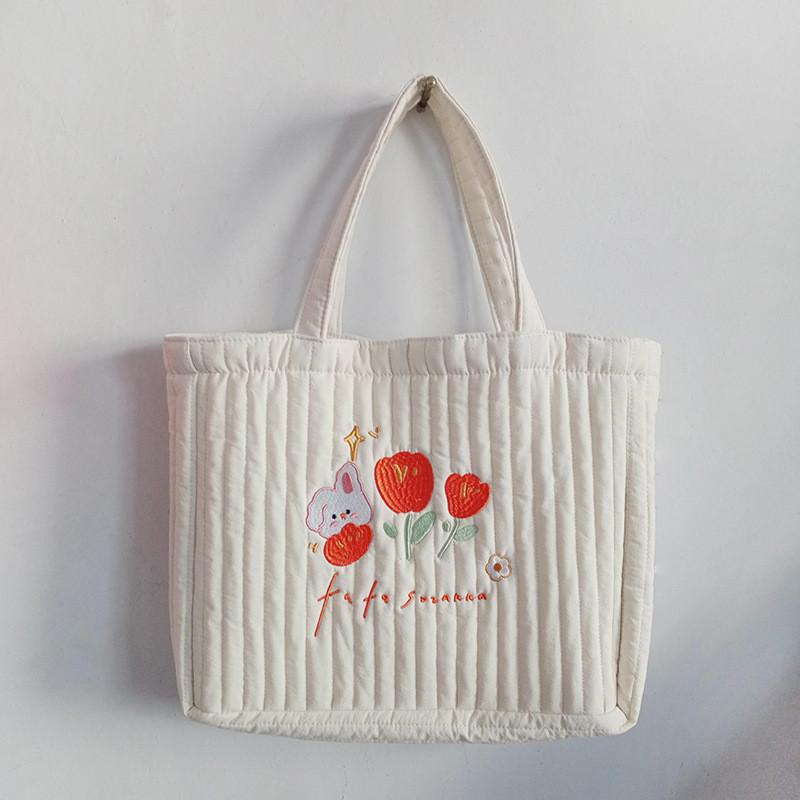 Trendy Polyester Tote Bag With Cute Embroidery Ideal For Daily Use And School