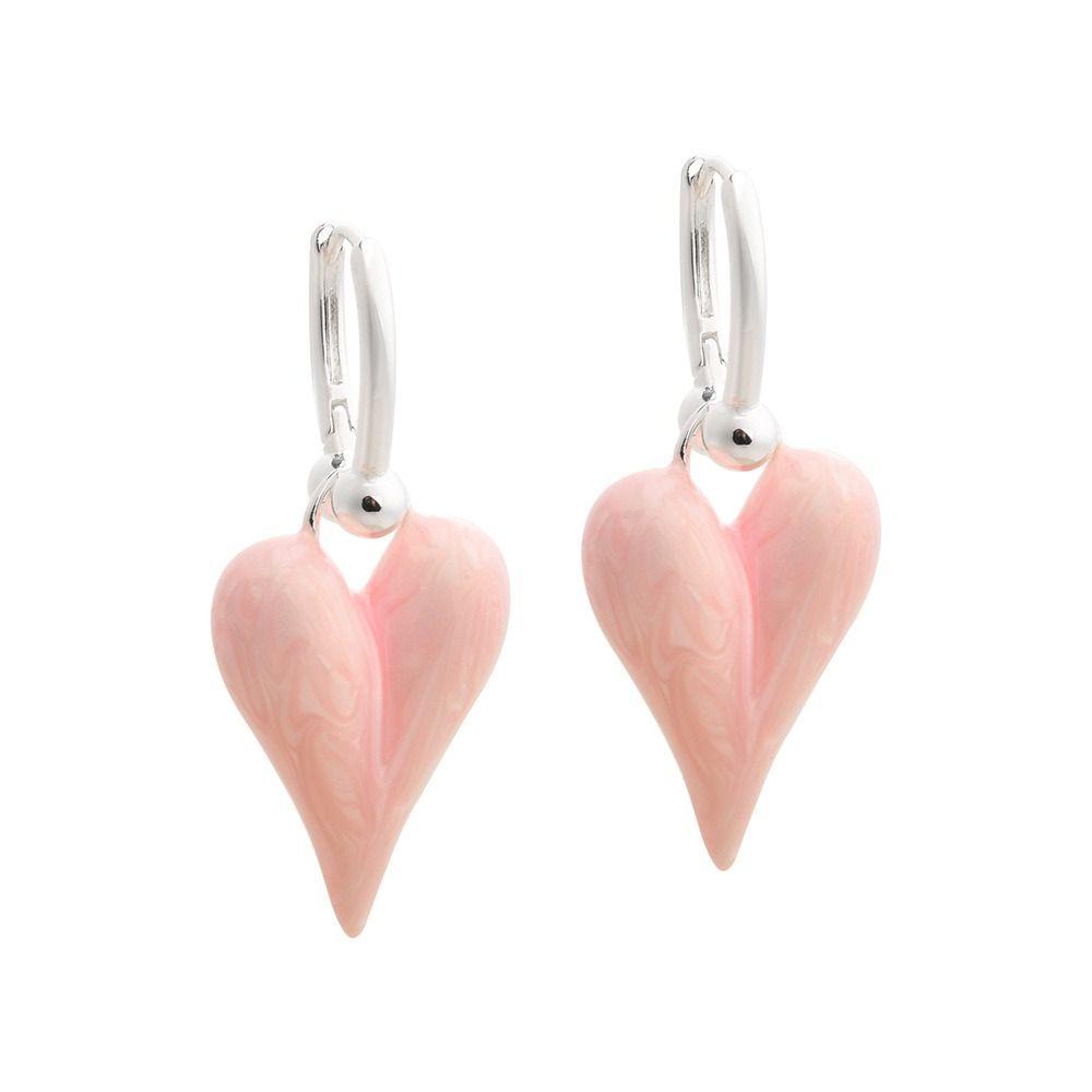 1Pair Durable Heart Shape Heart Earrings Sweet Temperament Simply Design Fashion Jewelry Candy Trendy Ear Accessories For Women
