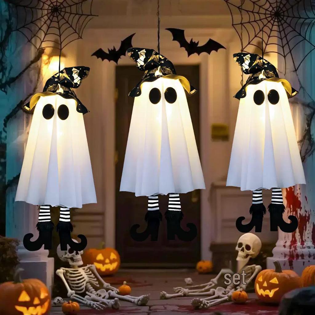 Halloween Ghost & Pumpkin Light Pendant: Luminous Ornaments for Haunted House & Party Decor