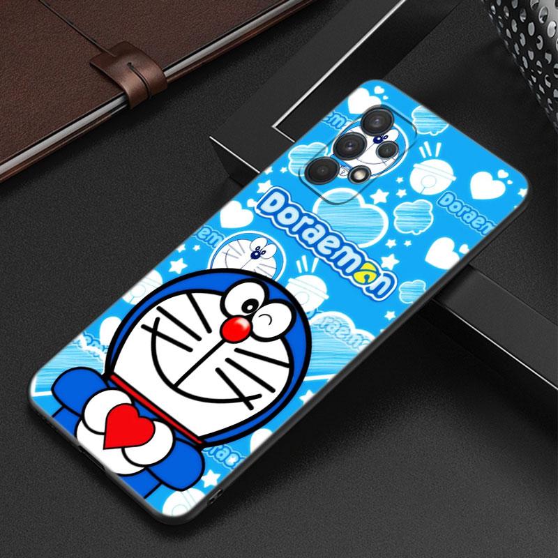 Cute Doraemon Moon Phone Case For Samsung Galaxy A12 A22 A31 A32 A50 A51 A70 A71 A72 A11 A21S A02S A10S A20S A30S A52 S 5G Cover