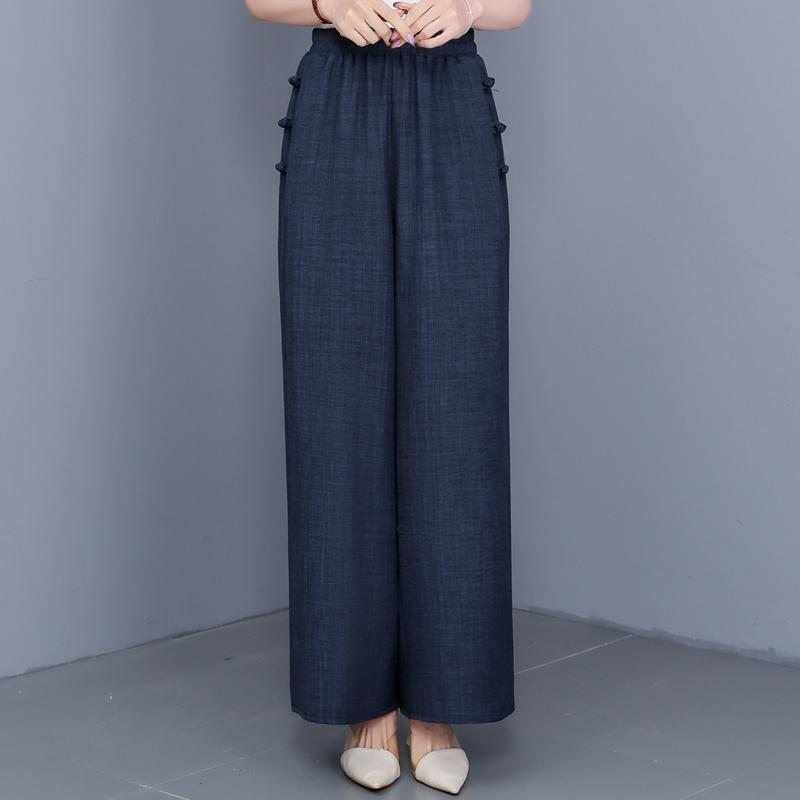Casual Black Wide Leg Pants for Women Summer Clothes Plus Size High Waist Woman Trousers