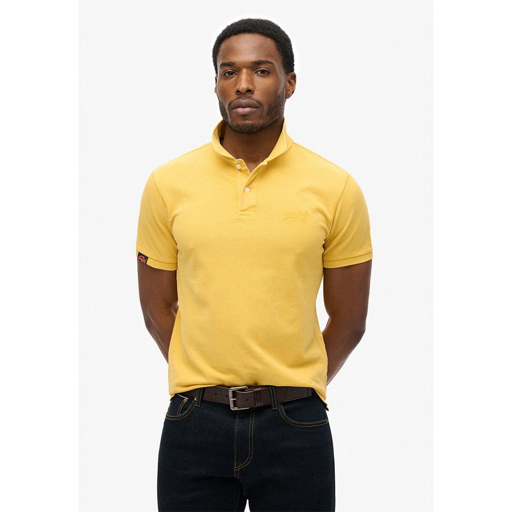 Superdry Polo Vintage Destroy polo shirt 100% cotton Yellow pigment