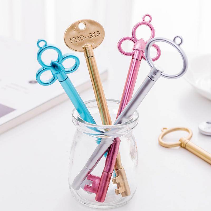 6/12pcs 5 Colors Vintage Key Shape Pen Ballpoint Pen 0.38mm