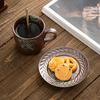 Japanese creative coarse pottery coffee cup saucer retro coffee cup ++ glaze relief red tea cup water cup breakfast cup