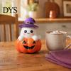 Halloween Party Supplies Ghost Figurine, Cute Spooky On Pumpkin Decoration, Resin Small Desktop Window Display Tabletop Ornament with Witch