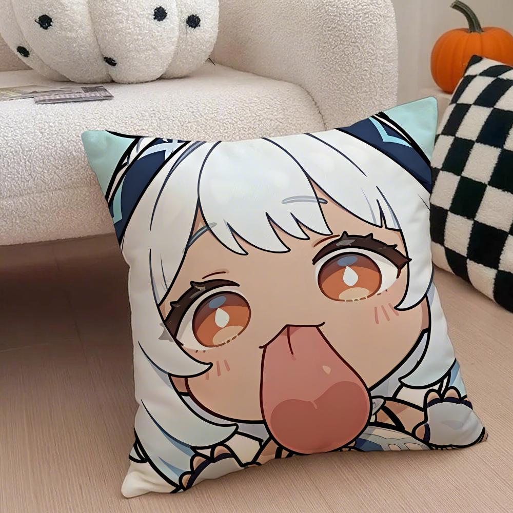 MiHoYo süß lustig Genshin Emotes Meme Kissenbezug Überwurf Kissenbezug Verdeckter Knopf Strapazierfähiges Polyester Stuhlkissen