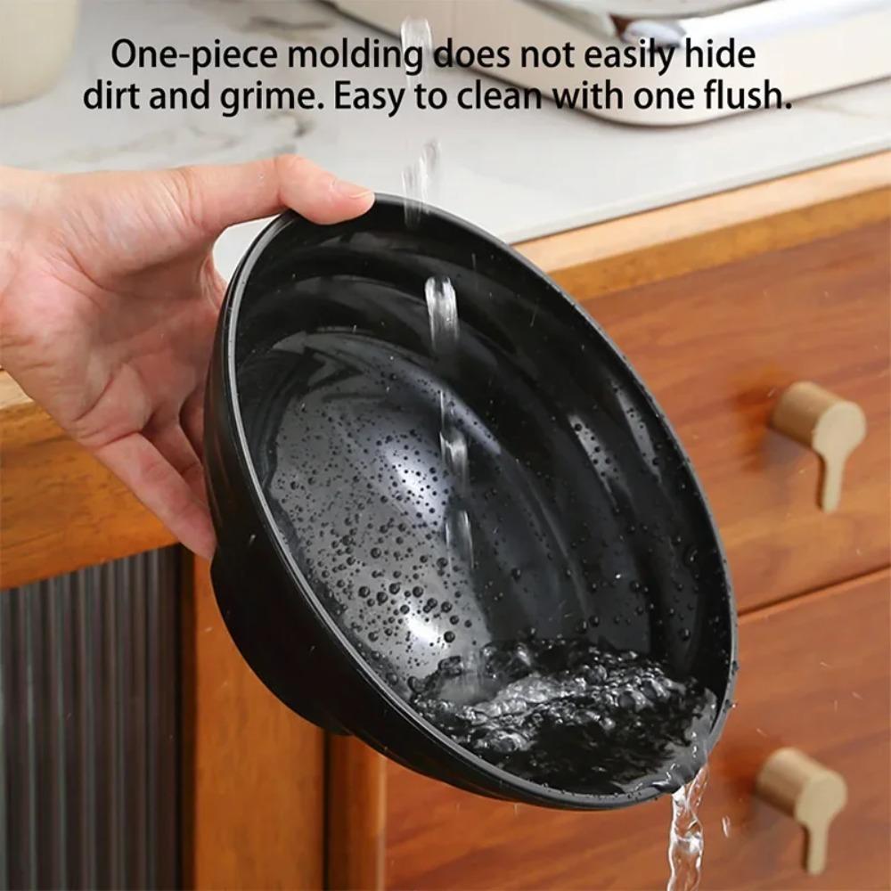 Black Ramen Bowl Plastic Thickened Instant Noodle Bowl Antifall Salad Bowl High Temperature Resistance Durability Home Tableware