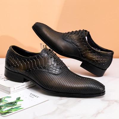 [Velký výprodej] Pánské kožené boty Oxford s reliéfním hadím vzorem - Business Casual, Britský styl