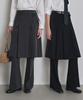 Keoseuteomeokeullagumeon [Set] Formal Pleated Midi Skirt Layered Bootcut Slacks Cowsk001Pt001