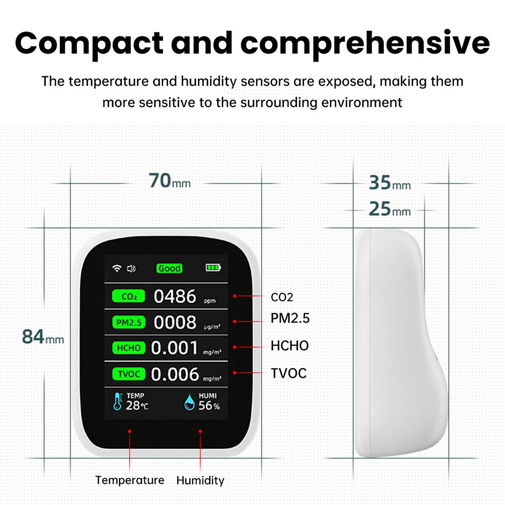 Professional 8 In 1 WIFI Air Quality Monitor CO2 HCHO TVOC PM1.0 PM2.5 PM10 Tester Temperature Humidity Meter Carbon Dioxide Multifunctional Detector