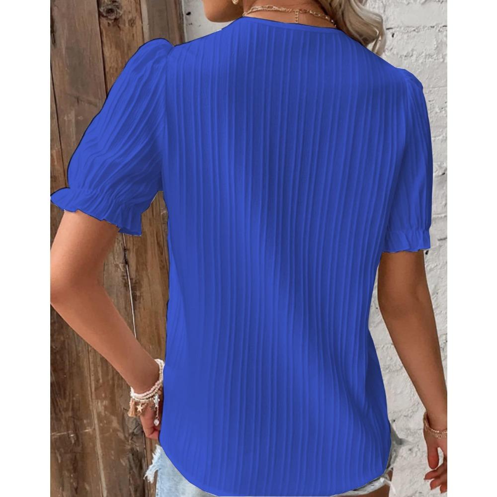 Summer New Vacation Fashion Hollow Short Sleeve Women's Shirt
