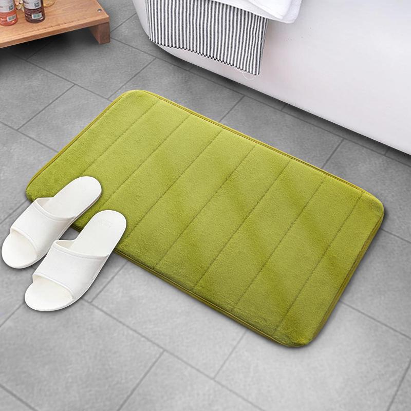Striped Coral Fleece Water Absorbent Bathroom Floor Mat
