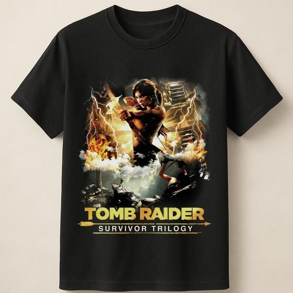 Постер Tomb Raider: Трилогия «Выживание» с культовой позой Лары Крофт Унисекс Футболка Унисекс Футболка S