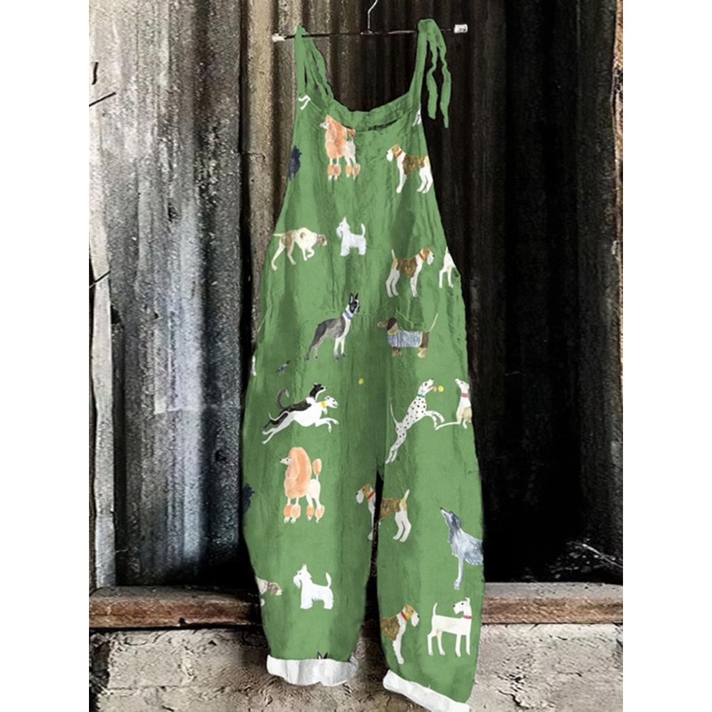 VIONA Suspenders Jumpsuits Women Print One Piece Pocket Overalls Sling Long Pants Casual Loose High Waist Rompers Y2k Streetwear