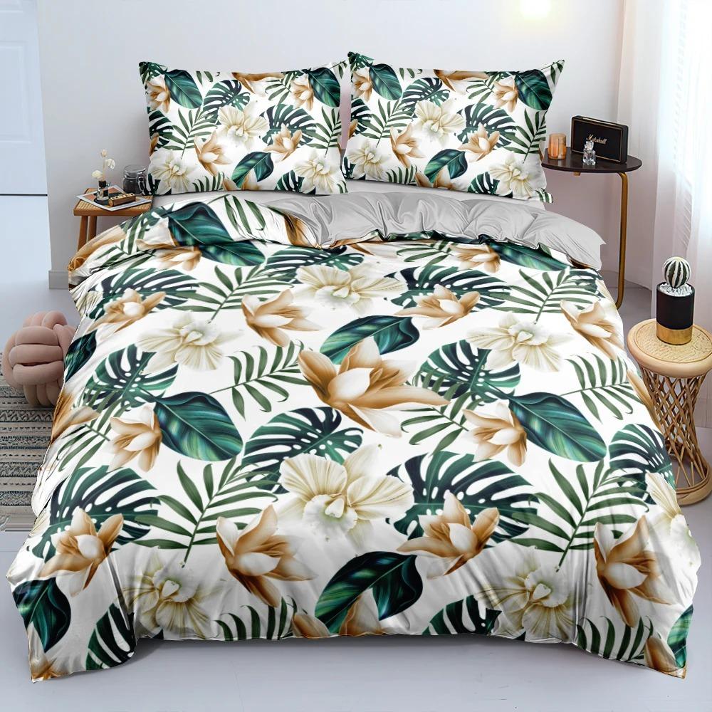 Set di biancheria da letto con fiori neri e oro per ragazzi e ragazze, copripiumino matrimoniale, federa per letto, per bambini, adulti, moda, tessili per la casa
