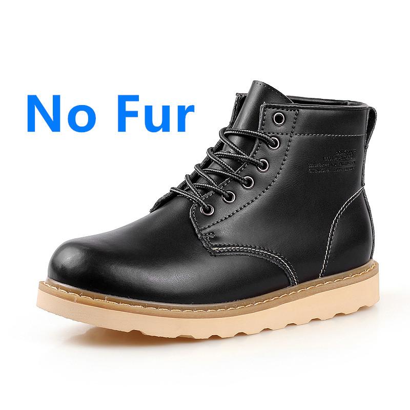Men Tooling Fashion Casual Leather Shoes High Top Winter Warm Snow Boots Lace-Up Outdoor Motorcycle Ankle Boots Military Style